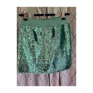Turquoise Sequin Mini Skirt